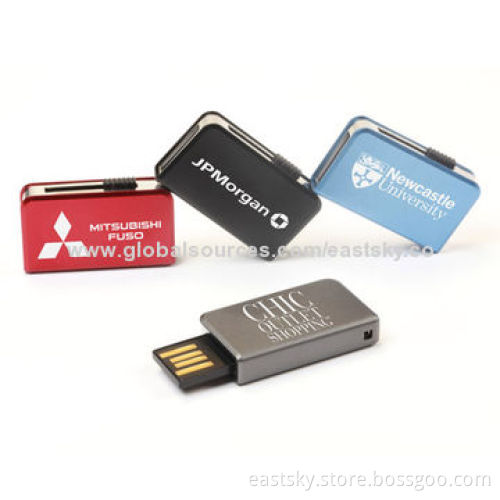 Promotional Slide Thumb Drive, Made of Metal, USB2.0 Interface, 64MB to 32GB Memory CapacityNew